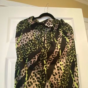 Green Leopard design elastic waist pants Size S
